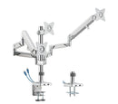 Brateck 17in-27in Triple Monitors Pole-Mounted Epic Gas Spring Aluminum Monitor Arm with USB Gloss Grey