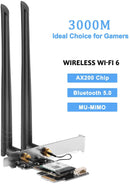 Intel Dual Band AX200NGW M.2 Card, 802.11ax Wi-Fi 6, 2.4Gbps/Bluetooth 5.1 (PCI-E Adapter Card & Antenna included)