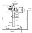 Brateck Articulating Pole Mount Single Dual Monitors Stand Fit Most 17”-32” Monitors Up to 8kg per screen