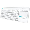 Logitech K400 Plus White Wireless Keyboard with Touchpad & Entertainment Media Keys Tiny USB Unifying receiver for HTPC connected TVs ~KBLT-K830BT