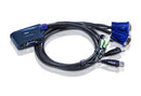 Aten 2 Port USB VGA Cable KVM Switch with audio, 1.8M Cable, Video DynaSync, mouse and keyboard emulation