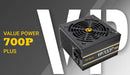 Antec VP700 PLUS 700w PSU. 120mm Silent Fan, PLUS 2019 version. MEPS Compliant. 3 Years Warranty