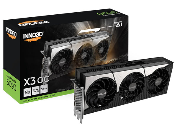 INNO3D nVidia GeForce RTX 5090 X3 OC 32GB GDDR7 2452MHz Boost Clock, RAM 28 Gbps, 3x DP, 1xHDMI 333x137x60mm (3-slot)