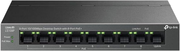 TP-Link 9-Port 10/100Mbps Desktop Switch with 8-Port PoE+