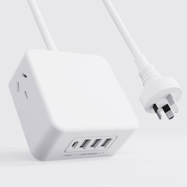 Power Board Surge Protection SAA Certified,2 AC Outlets,4 USB Ports (3 USB-A, 1 USB-C)3 Meter Extension Cord Power Strip