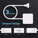 Power Board Surge Protection SAA Certified,2 AC Outlets,4 USB Ports (3 USB-A, 1 USB-C)3 Meter Extension Cord Power Strip