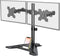 Dual Monitor Stand, Free-Standing Full Motion Monitor Desk Mount Fits 2 Screens up to 27 inches,17.6lbs with Height Adjustable, Swivel, Tilt, Rotation, VESA 75x75 100x100, Black