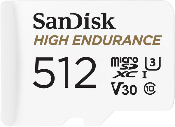 SanDisk 512GB High Endurance Video 4K UHD microSDXC Card with Adapter for Dash Cam and Home Monitoring Systems