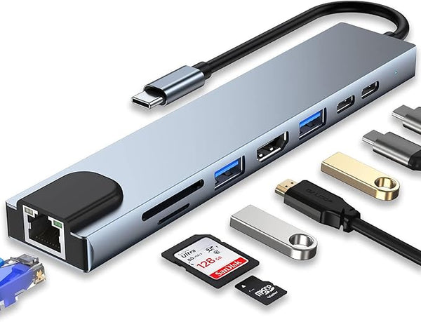 USB C Hub with ethernet 8 in 1