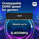 Crucial Pro 64G (2x32GB) 6400MHz CL40 DDR5 RAM Black Intel XMP 3.0 / AMD Expo
