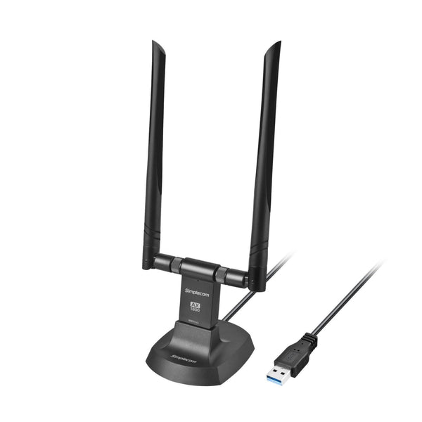 Simplecom AX1800 Dual Band WiFi 6 USB Adapter with 2x 5dBi High Gain Antennas