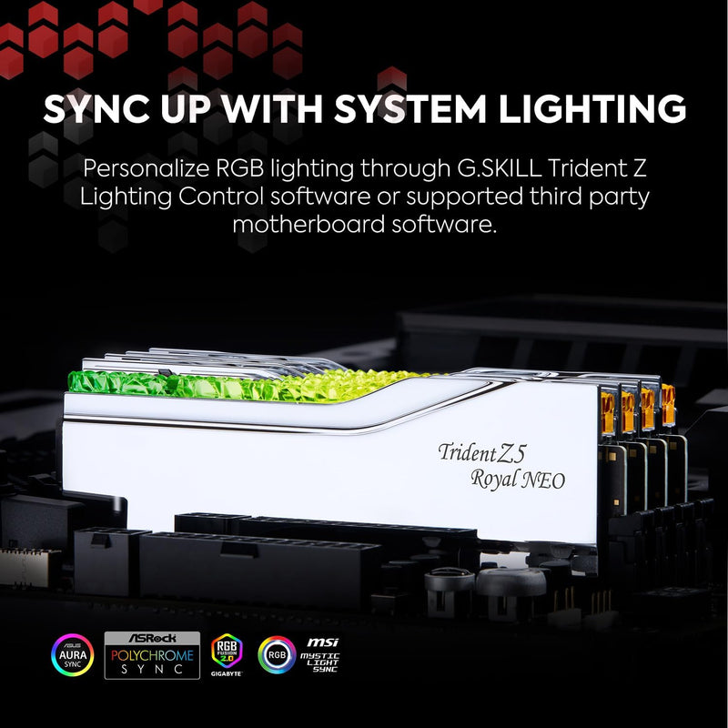 G.SKILL Trident Z5 Royal Neo Series DDR5 RAM (AMD Expo) 32GB (2x16GB) 7200MT/s CL34-45-45-115 1.40V Desktop Computer Memory U-DIMM - Silver