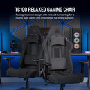 CORSAIR TC100 RELAXED Gaming Chair - Fabric - Racing-Inspired Design (Grey & Black)