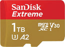 SanDisk 1TB Extreme UHS-I C10 U3 V30 A2 4K MicroSDXC Card with Adapter