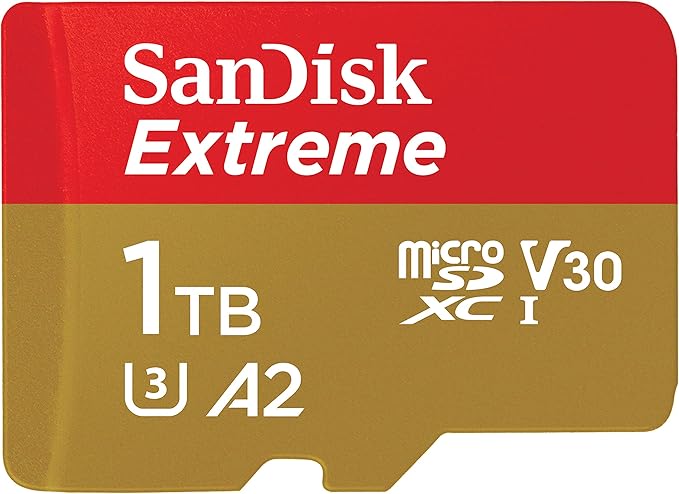 SanDisk 1TB Extreme UHS-I C10 U3 V30 A2 4K MicroSDXC Card with Adapter