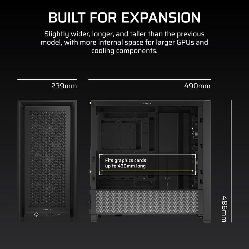 Corsair Frame 4000D RS TG Modular Mid-Tower E-ATX Case - Black