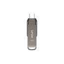 Lexar JumpDrive Dual Drive D400 USB 3.2 Type-C USB Flash Drive 128GB, Read up to 130MB/s, Metal Swivel 2-in-1 USB Stick with Type-C and Type-A