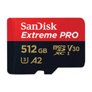 SanDisk Extreme microSDXC- SQXAV 512GB- V30- U3- C10- A2- UHS-I- 190MB/s R- 130MB/s W- 4x6- SD adaptor