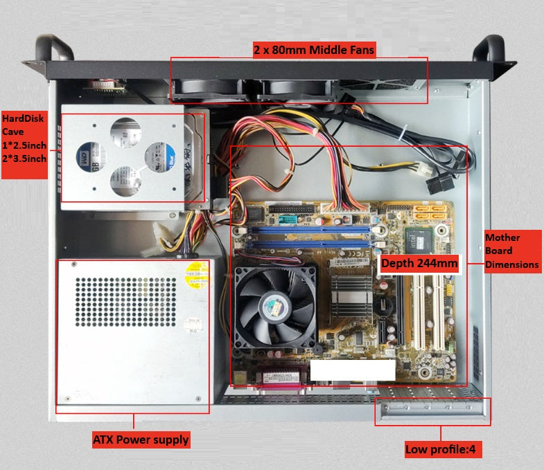 Rack Mountable Server Chassis 2U 350mm Depth, 4x Low Profile PCIE Slot ...