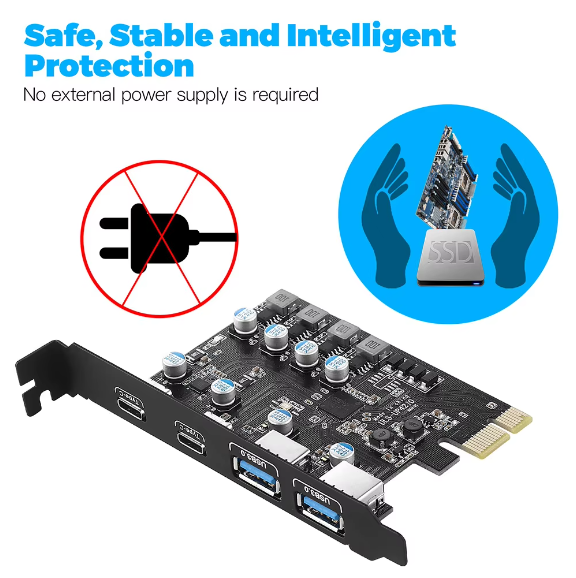 PCI Express Card 2*USB3.0&2*USBC 5Gbps USB3.2 Gen1 USB3.0 PCIE Expansion  Card