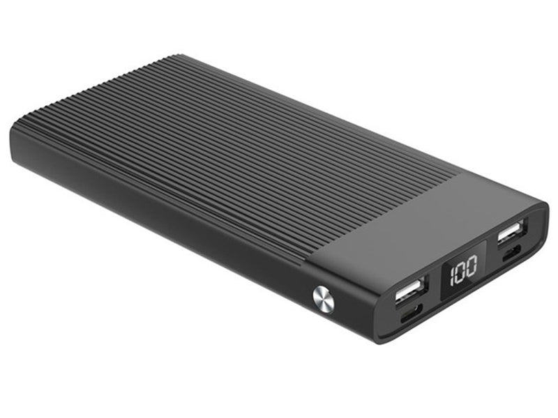XiPin 10000mAh Dual USB Output Power Bank with LCD Display - Black