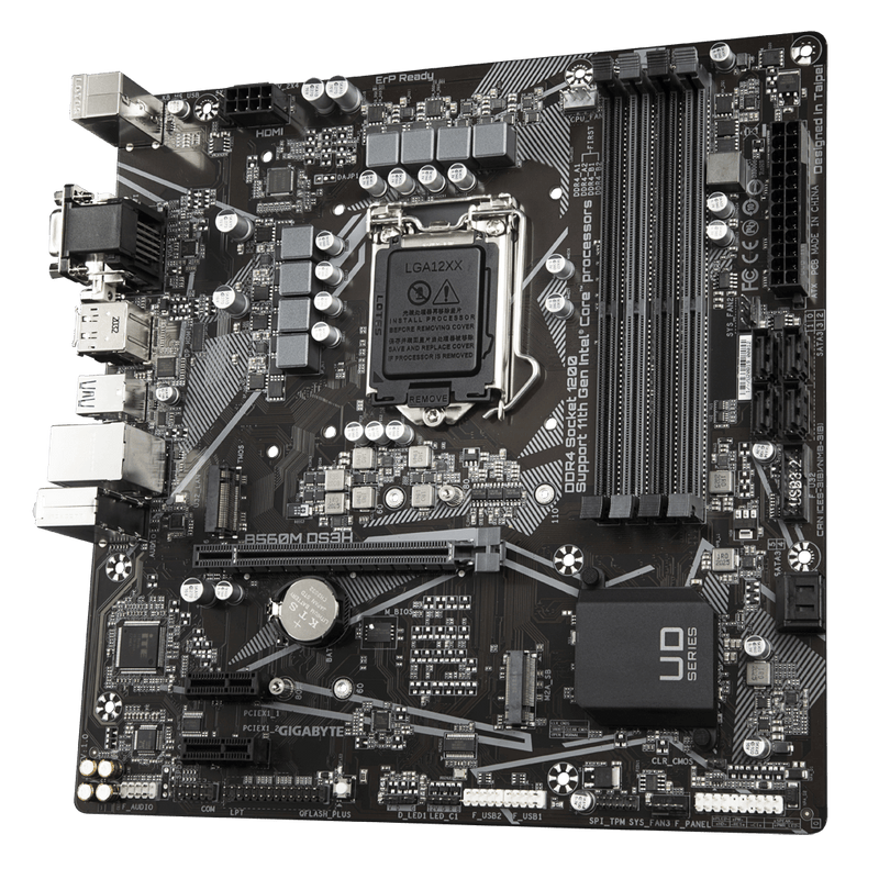 Gigabyte B560M DS3H mATX Motherboard, 4x DDR4 ~128GB, 1x PCI-E x16, 2x PCI-E x1, 2x M.2, 5x SATAIII, 1x USB-C, 3x USB 3.2, 2x USB 2.0
