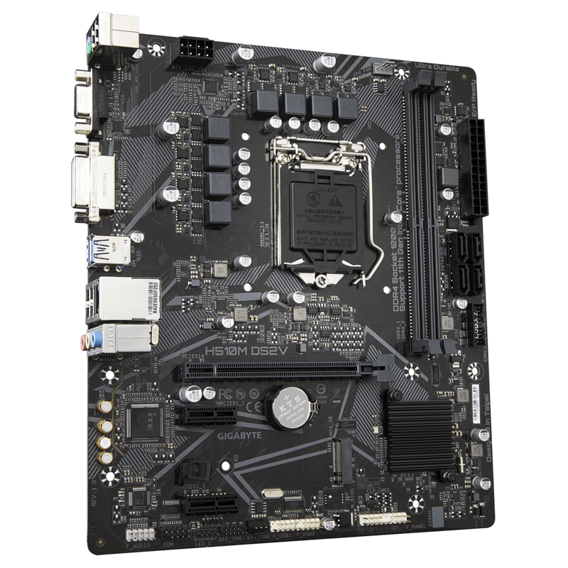 Gigabyte H510M DS2V Intel Micro ATX Motherboard, 2x DDR4 ~64GB, 1x PCI-E x16, 2x PCI-E x1, 1x M.2, 4x SATAIII, 2x USB 3.2, 4x USB 2.0