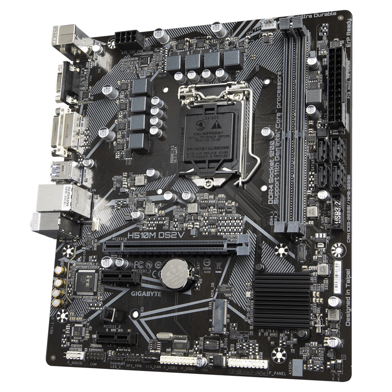 Gigabyte H510M DS2V Intel Micro ATX Motherboard, 2x DDR4 ~64GB, 1x PCI-E x16, 2x PCI-E x1, 1x M.2, 4x SATAIII, 2x USB 3.2, 4x USB 2.0