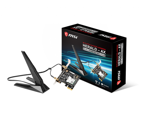 MSI HERALD-AX INTEL AX200NGW WI-FI 6 802.11ax Dual Band, BT5.0.
