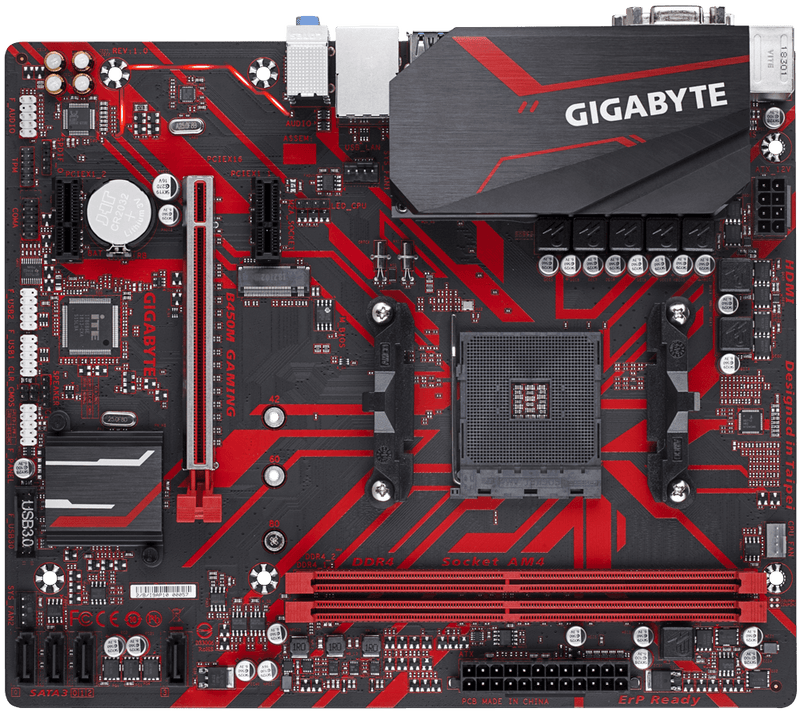 Gigabyte B450M GAMING AMD Ryzen Gen3 AM4 mATX 2xDDR4 3xPCIe HDMI 1xM.2 4xSATA RAID GbE LAN 6xUSB3.1 6xUSB2.0 RGB