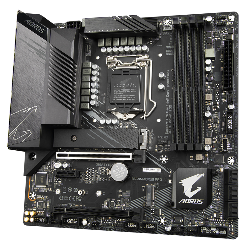 Gigabyte B560M AORUS PRO mATX Motherboard, 4x DDR4 ~128GB, 2x PCI-E x16, 1x PCI-E x1, 2x M.2, 6x SATAIII, 1x USB-C, 3x USB 3.2, 6x USB 2.0