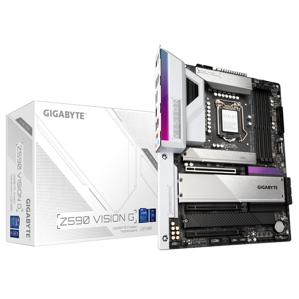 Gigabyte Z590 VISION G Intel ATX Motherboard, 4x DDR4, 3x PCI-E x16, 3x M.2, 6x SATA, 2x USB C, 6x USB 3.2, 2x USB 2.0