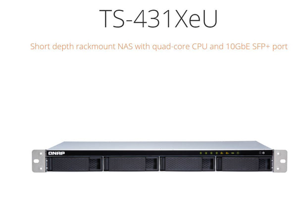 QNAP TS-431XEU-2G NAS, 4BAY (NO DISK), AL-314, 2GB, USB,GbE(2),10GbE SFP+(1),1U, 3 Years Warranty