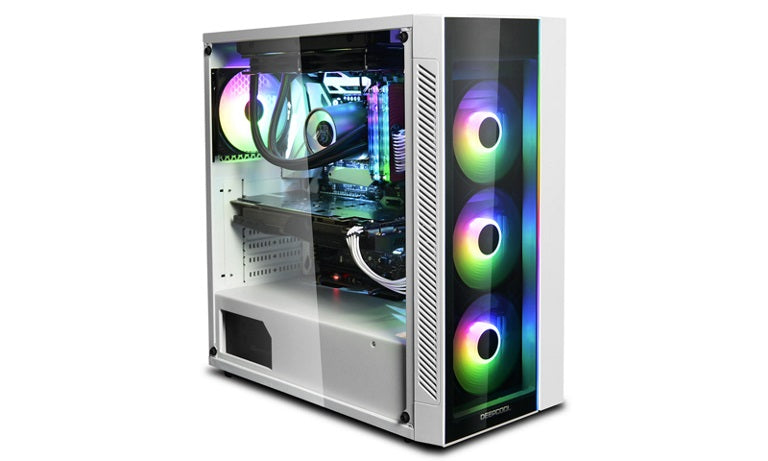 Deepcool MATREXX 55 ARGB WH Full Sized Tempered Glass Case, White Colour, Supports E-ATX, ARGB LED Strip @ Front, No Fans