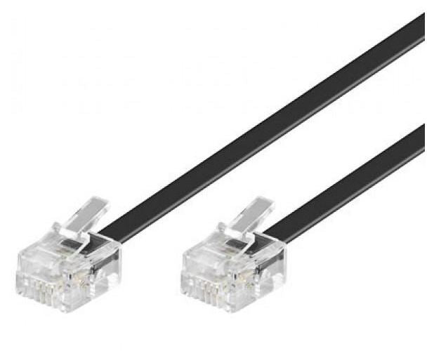 Astrotek Telephone extension cable 6p4c Plug/Plug ,with 2xRJ11 6P4c Plugs, Black PVC Jacket.-RoHS