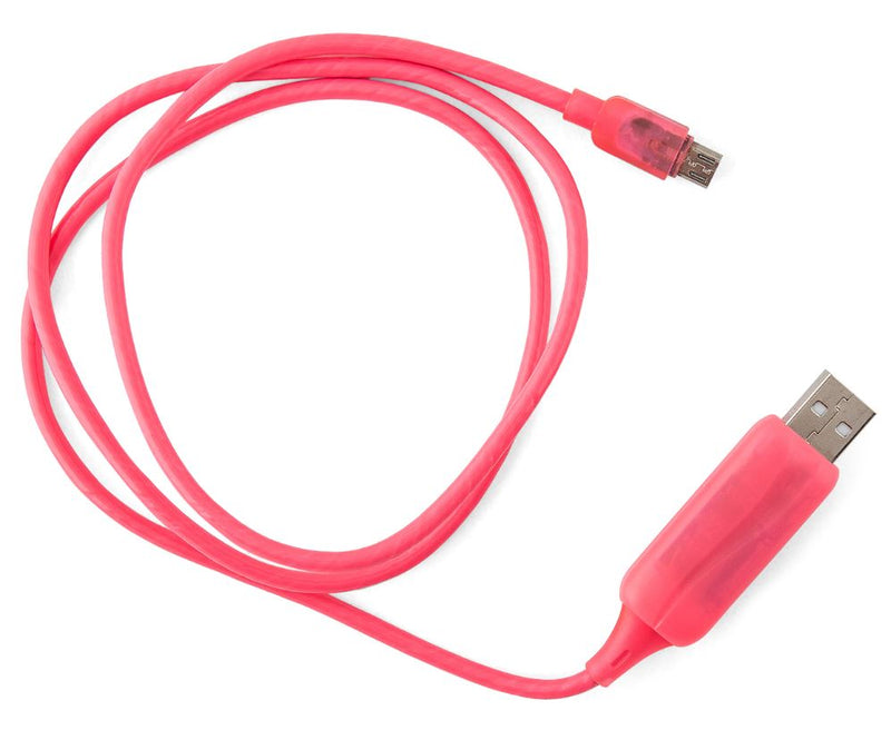 Astrotek LED Light Up Visible Flowing Micro USB Charger Data Cable Pink Charging Cord for Samsung LG Android Mobile Phone