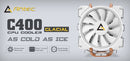 Antec C400 GLACIAL White Air CPU Cooler 77 CFM, 8mm Copper Base. 115X, 2011, 2066,, AM3, AM3+, FM1, FM2, FM2+ 3 Years Warranty