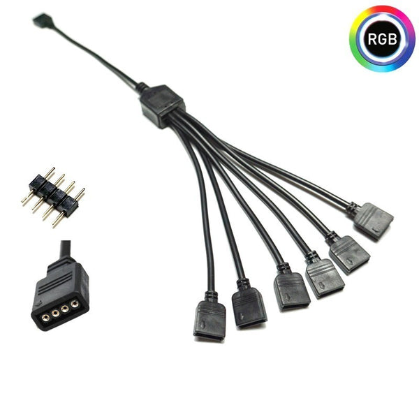 1-to-6 RGB Splitter Cable, 4-pin/12v