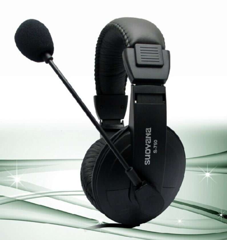 S750 Wired Stereo Headset with Mic - 3.5mm Plug (USB Adapter Included)