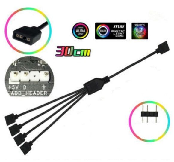 Base Arduino Splitter Cable 1-to-4 ARGB Splitter Cable, 3-pin/5v – Netplus Computers