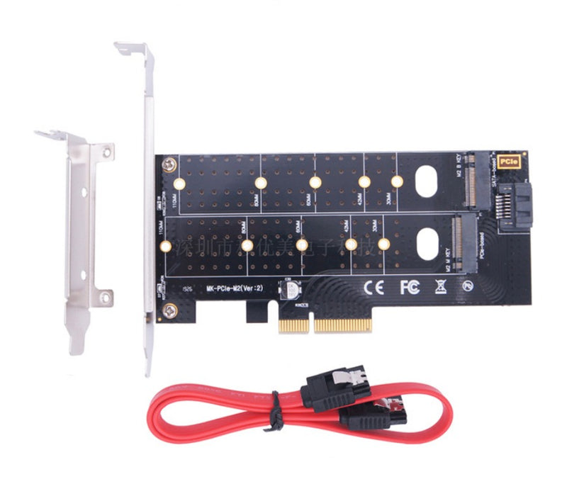 Dual M.2 (B Key and M Key) to PCI-E x4 and SATA 6G Expansion Card