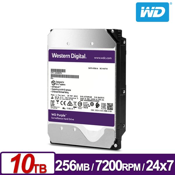 WD Purple 10TB Surveillance 3.5' IntelliPower SATA3 6Gb/s 7200RPM 256MB Cache (WD102PURZ)