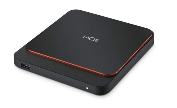 Seagate LaCie 500GB USB3.1 USB-C External Portable SSD, Black/Orange, 3 Years Warranty