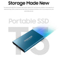 Samsung Portable SSD T5, 250GB, USB3.1 (Gen2) Type-C, Up to 10Gbps, Shock Resistant, 3 Years Warranty