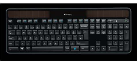 Logitech K750R 2.4GHz Wireless Solar Keyboard 1/3-inch thick, Hand friendly Logitech Solar App Plug and play simplicity Unifying receiver