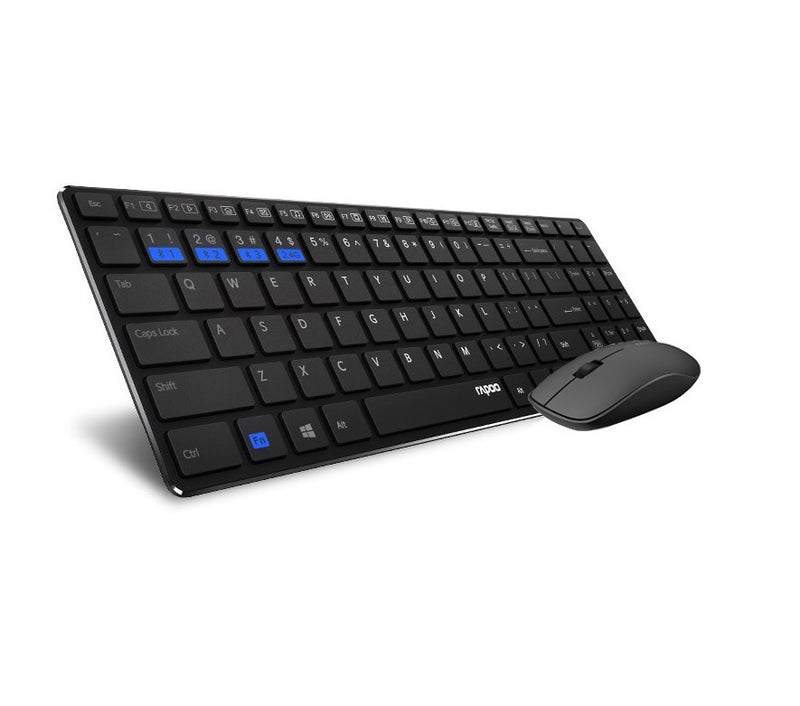 RAPOO 9300M Bluetooth & 2.4G Wireless Multi-mode Keyboard Mouse Combo Black - 1300DPI Spill-Resistant 5.6mm Ultra-Slim ~ 9060M