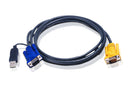 Aten 3.0m 3in1 VGA, PS/2 Console to USB PC Converter KVM Slim Cable HDB-15M to SPHD-15M