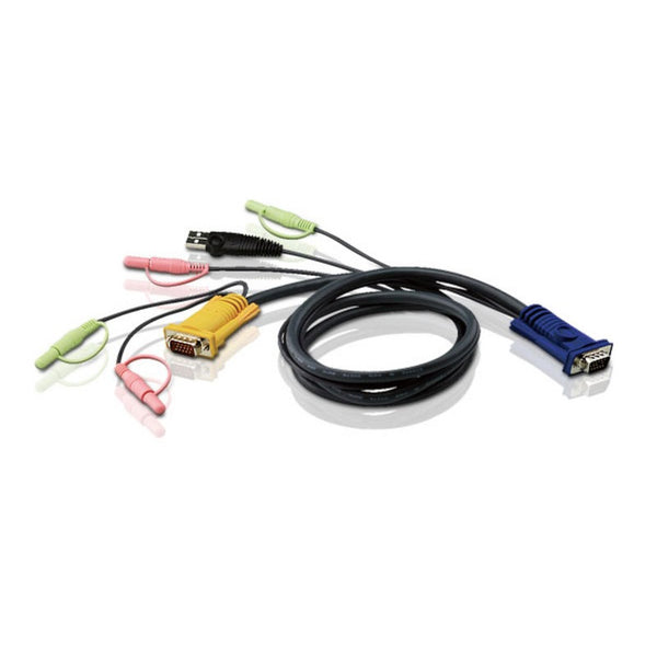 Aten 3.0m 3in1 VGA + 3.5mm Stereo Audio + Mic, USB KVM Cable HDB-15M to SPHD-15M & Audio Plugs