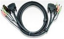 Aten 1.8m DVI-D (Single Link) Male to Male with USB Type A Male to Type B Female, 3.5mm Stereo Audio & Mic Cable