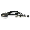 Aten Petite 2 Port USB DVI-D KVM Switch with Remote Port Selector - 1.2m Cables Built In